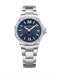 BAUME MERCIER: LADIES RIVIERA 10765 | BLUE DIAL, DIAMOND BEZEL BAUME MERCIER: LADIES RIVIERA 10765 | BLUE DIAL, DIAMOND BEZEL