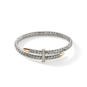 John Hardy Spear Flex Cuff in silver and gold with pavé diamonds (CZZP90110722DI) John Hardy Spear Flex Cuff in silver and gold with pavé diamonds (CZZP90110722DI)