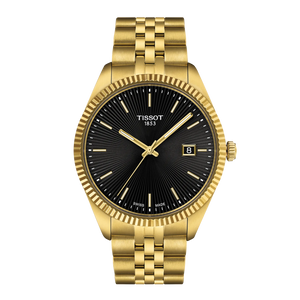 Tissot Ballade 40 mm front view black dial yellow gold-PVD bracelet
 Tissot Ballade 40 mm front view black dial yellow gold-PVD bracelet