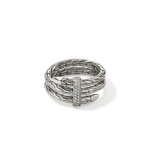 John Hardy Spear Ring wide in sterling silver with pavé diamonds — RBP986812DI John Hardy Spear Ring wide in sterling silver with pavé diamonds — RBP986812DI