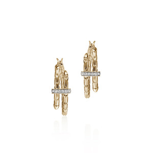 JOHN HARDY: Spear Hoop Earring, 14K Gold & Diamonds, 22.5MM | EGGX986742DI JOHN HARDY: Spear Hoop Earring, 14K Gold & Diamonds, 22.5MM | EGGX986742DI