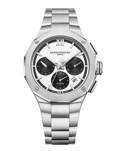 The Riviera 10827 in full view, featuring the iconic 12-sided bezel and striking panda dial. The Riviera 10827 in full view, featuring the iconic 12-sided bezel and striking panda dial.