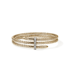 John Hardy Spear Triple Flex Cuff, 4 mm — 14K Gold & Pavé Diamonds (CGGX988392DI) John Hardy Spear Triple Flex Cuff, 4 mm — 14K Gold & Pavé Diamonds (CGGX988392DI)