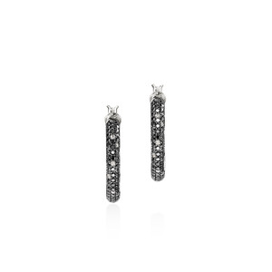 JOHN HARDY: JH Essentials Hoop Earring, Sterling Silver, Black Sand Diamond Pavé, 22.5MM | EBP987102MDI