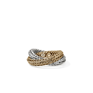 JOHN HARDY: Kami Chain Crossover Ring, 14K Gold, Sterling Silver, 4.5MM | RZZ900825 JOHN HARDY: Kami Chain Crossover Ring, 14K Gold, Sterling Silver, 4.5MM | RZZ900825