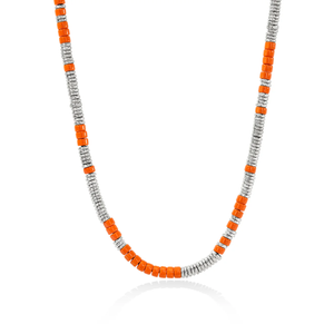 JOHN HARDY: Heishi Necklace, Sterling Silver, Orange Enamel | NM98907OR JOHN HARDY: Heishi Necklace, Sterling Silver, Orange Enamel | NM98907OR