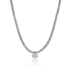 Lovestruck Heishi pendant necklace in sterling silver with hardstone beads and 2.0 TCW lab-grown diamond Lovestruck Heishi pendant necklace in sterling silver with hardstone beads and 2.0 TCW lab-grown diamond