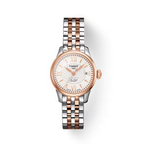 Front view: Tissot Le Locle Automatic Lady T412.183.33 with silver dial and stainless-steel bracelet.
 Front view: Tissot Le Locle Automatic Lady T412.183.33 with silver dial and stainless-steel bracelet.