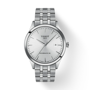 Front View: Tissot Classic Dream 40 mm with silver dial and stainless-steel case & bracelet.
 Front View: Tissot Classic Dream 40 mm with silver dial and stainless-steel case & bracelet.