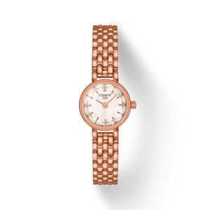 Tissot Lovely Round 19.5 mm front view white mother-of-pearl dial rose gold-PVD bracelet
 Tissot Lovely Round 19.5 mm front view white mother-of-pearl dial rose gold-PVD bracelet