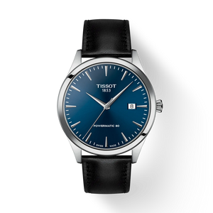 Tissot Classic Dream 40 mm front view blue dial black leather strap
 Tissot Classic Dream 40 mm front view blue dial black leather strap