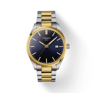 Front view – Tissot PR 100 40 mm blue dial two-tone bracelet
 Front view – Tissot PR 100 40 mm blue dial two-tone bracelet