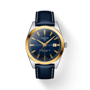 Tissot Gentleman Powermatic 80 Silicium 40 mm – Blue Dial & 18K Yellow-Gold Bezel with Blue Leather Strap [T927.407.46.041.01]
