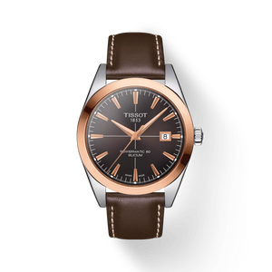 Tissot Gentleman Rose Gold Bezel Sunray Brown Dial Brown Leather Strap 40 mm Automatic [T927.407.46.291.00]