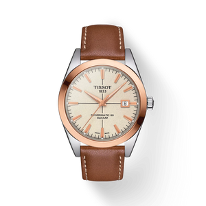 Tissot Gentleman 18 K Rose Gold Bezel Cream Opalin Dial Brown Leather Strap 40 mm Automatic [T927.407.46.261.00]