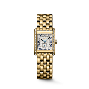 Longines Mini DolceVita Quartz 21.5 × 29 mm Silver Flinqué Dial 18K Yellow Gold Diamond Bracelet [L5.200.7.71.6]