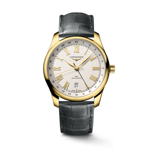 Longines Master Collection GMT Automatic 40 mm Opaline Ivory Dial 18K Yellow Gold Alligator Strap [L2.844.6.71.2]