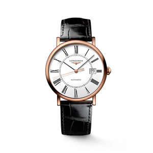 Longines Elegant Collection Automatic 37 mm White Matt Dial 18K Rose Gold Case Black Alligator Strap [L4.787.8.11.4]