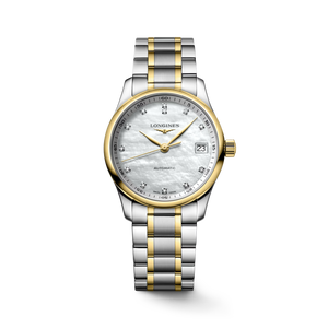 Longines Master Collection Automatic 34 mm White Mother-of-Pearl Diamond Dial Two-Tone Stainless Steel & 18K Yellow Gold Cap Bracelet [L2.357.5.87.7]