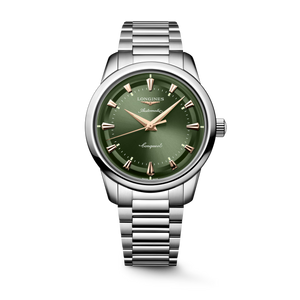 Longines Conquest Heritage Green Lacquered Polished Dial Stainless Steel Bracelet Automatic 40 mm [L1.650.4.02.6]