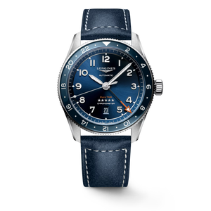 Longines Spirit Zulu Time Sunray Blue Dial With Ceramic Bezel Blue Leather Strap Automatic GMT 42 mm [L3.812.4.93.2]