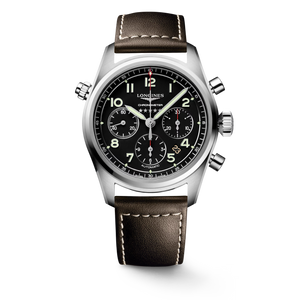 Longines Spirit Chronograph Black Matt Dial Brown Leather Strap Automatic Chronograph 42 mm [L3.820.4.53.0]