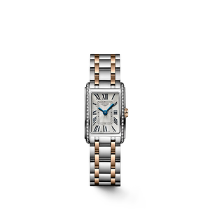 Longines DolceVita Quartz 17.70 x 27.00 mm Silver “Flinqué” Dial Two-Tone Steel and 18K Rose Gold Bracelet [L5.258.5.79.7]