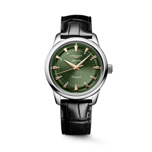 Longines Conquest Heritage Automatic 38 mm Green Lacquered Polished Dial Alligator Strap [L1.649.4.02.2]