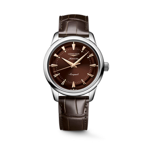 Longines Conquest Heritage Automatic 38 mm Brown Lacquered Dial Alligator Strap [L1.649.4.62.2]