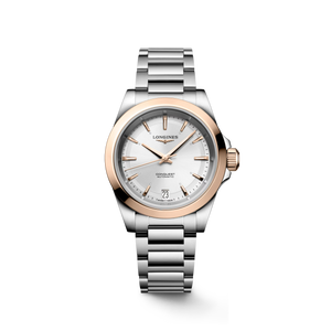 Longines Conquest Automatic 34 mm Sunray Silver Dial Stainless Steel and 18K Rose Gold Bracelet [L3.430.5.72.6]