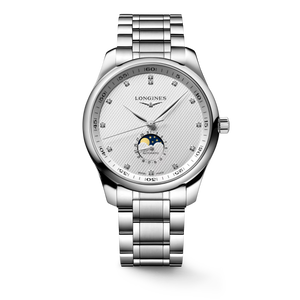 Longines Master Collection Moonphase Automatic 42 mm Silver “Barleycorn” Diamond Dial Stainless Steel Bracelet [L2.919.4.77.6]
