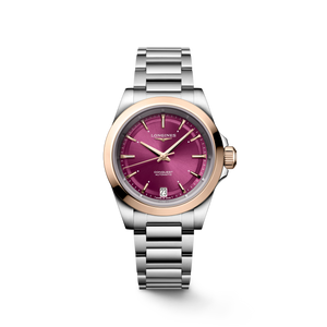 Longines Conquest Automatic Sunray Purple Dial Stainless Steel & 18 k Rose Gold Bracelet 34 mm [L3.430.5.98.6]