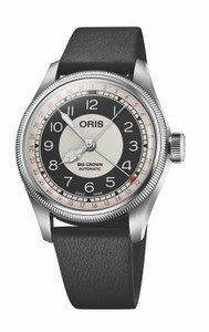 Oris Big Crown Pointer Date “Bullseye” Automatic 38 mm Cool Grey & Black Dial Black, Leather Strap [01 754 7779 4061-07 5 19 25]