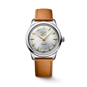 Longines Conquest Heritage Automatic Opaline Ivory Dial Brown Leather Strap 38 mm [L1.649.4.72.2]