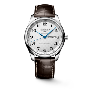 Longines Master Collection Annual Calendar Automatic Silver Barleycorn Dial Brown Alligator Strap 40 mm [L2.910.4.78.3]