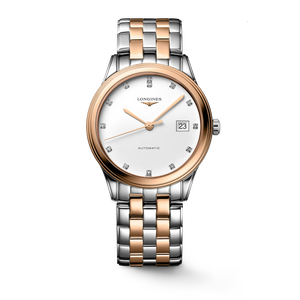 Longines Flagship Classic Automatic White Matt Dial with Diamond Hour Markers Stainless Steel & Red PVD Bracelet 38.50 mm [L4.974.3.99.7]