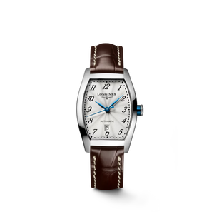 Longines Evidenza Automatic Silver “Flinqué” Dial Brown Alligator Strap Tonneau Case 26 x 30.60 mm [L2.142.4.73.4]