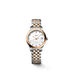 Longines Flagship Classic Automatic White Matt Dial with Diamond Hour Markers Stainless Steel & Red PVD Bracelet 26 mm [L4.274.3.99.7]