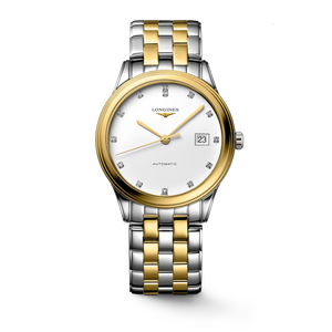 Longines Flagship Classic Automatic White Matt Dial with Diamond Hour Markers Stainless Steel & Yellow PVD Bracelet 38.5 mm [L4.974.3.27.7]