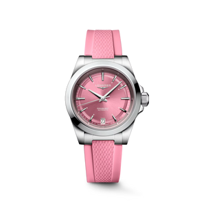 Longines Conquest Automatic Pink Sunray Dial Rubber Strap 34 mm [L3.430.4.99.9]