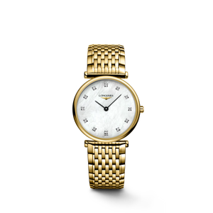La Grande Classique de Longines Quartz Mother-of-Pearl Dial Yellow PVD Bracelet with Diamonds 29 mm [L4.512.2.87.8]