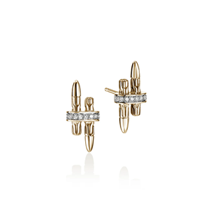John Hardy Spear Stud Earrings – 14k Yellow Gold with Diamonds [EGGX989562DI]