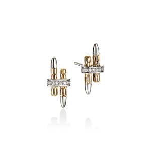 John Hardy Spear Stud Earrings – Sterling Silver with Diamonds [EZZP989562DI]