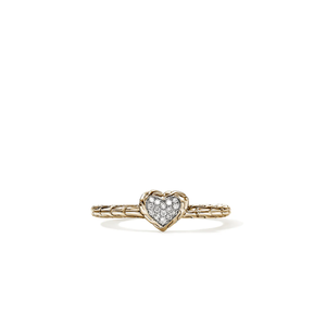John Hardy JH Essential Heart Ring – 14k Yellow Gold with Diamonds [RGGX989762DI]