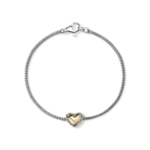 John Hardy JH Essential Heart Bracelet – Sterling Silver & 14k Yellow Gold 1.8 mm [BUZZ98965]
