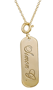 Simon G Engravable Bar Pendant – 14K Gold [CH1017]
