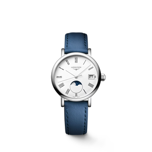 Longines Elegant Collection Moonphase Quartz White Matt Dial Leather Strap 30 mm [L4.330.4.11.2]