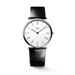 La Grande Classique de Longines 36 mm Quartz White Dial Black Alligator Strap [L4.755.4.11.2]