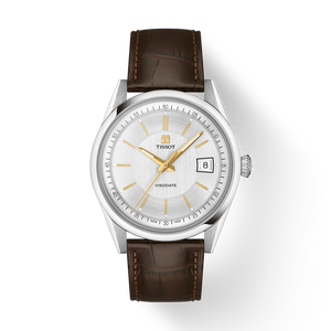 Tissot Visodate 39 mm Automatic Silver Dial Brown Leather Strap [T157.407.16.031.00]