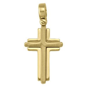 Yellow Gold Cross Pendant Made in Italy [N1461]
